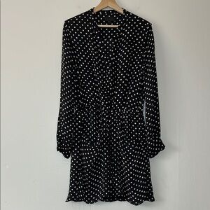 INTERMIX Black and White Polka Dot Long Sleeve Dress